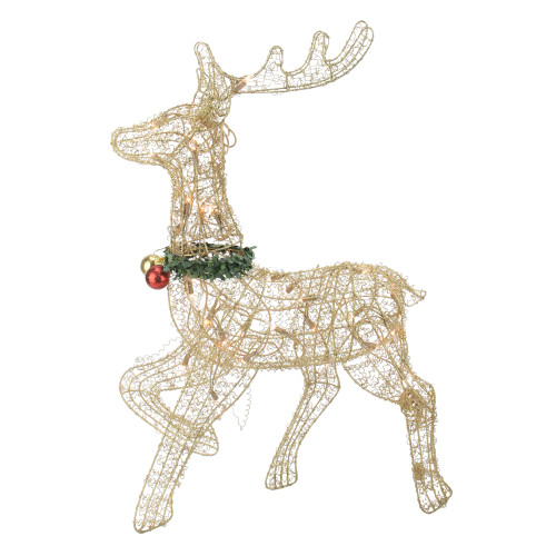 Lighted Prancing Reindeer Christmas Outdoor Decoration - 25.5" - Gold - Clear Lights - IMAGE 1