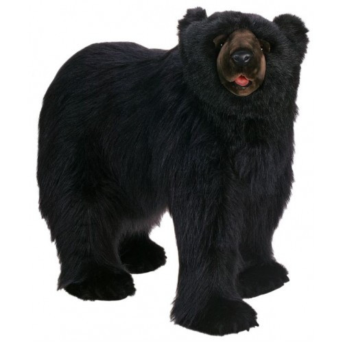 53" Black Handcrafted Soft Plush Walking Bear - IMAGE 1