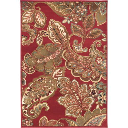10' x 13' Paisley Red and Green Shed-Free Rectangular Area Throw Rug - IMAGE 1
