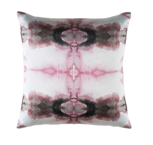 22" Pink and Black Square Throw Pillow - Down Filler - IMAGE 1