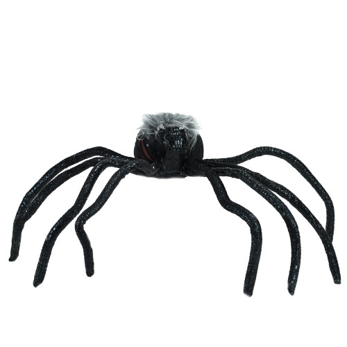 26" Black and Orange Lighted Shaking Spider Halloween Decoration with Sound - IMAGE 1