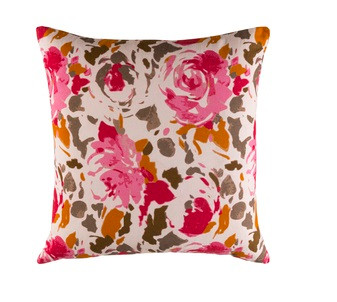 22" Pink and White Blooming Raspberry Square Throw Pillow - Down Filler - IMAGE 1