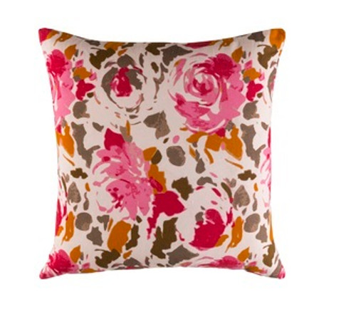 22" Pink and White Blooming Raspberry Square Throw Pillow - IMAGE 1