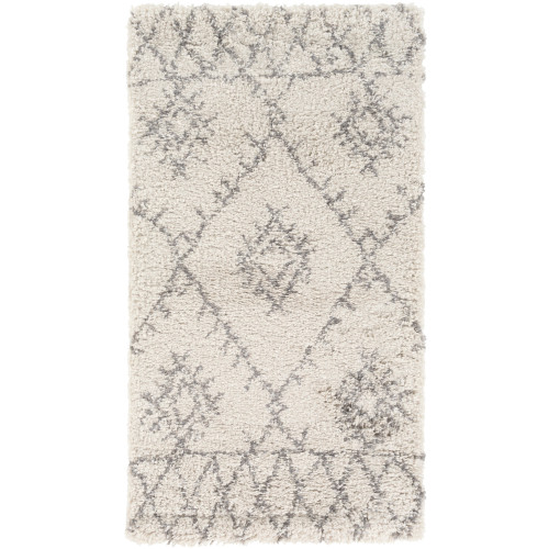 2’ x 3.6’ Native Illusions Porcelain White and Granite Gray Plush Area Throw Rug - IMAGE 1