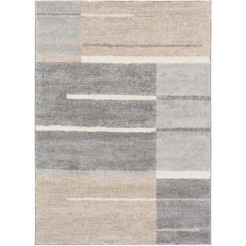 4' x 6' Gray and Fog White Area Throw Rug Runner - IMAGE 1