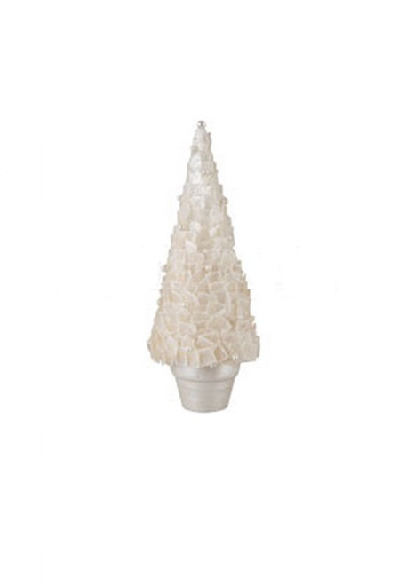 10" White Pearl Embellished Potted Christmas Tree Tabletop Decor - IMAGE 1