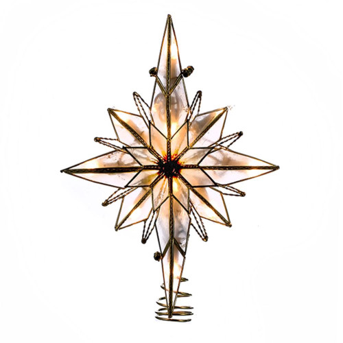 10" Multi-Point Star of Bethlehem Glass Gem Christmas Tree Topper, Clear Lights - IMAGE 1