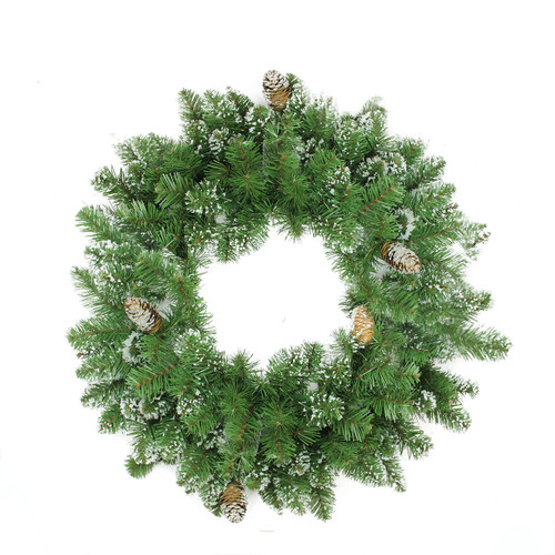 Frosted Mixed Pine and Pine Cone Artificial Christmas Wreath - 24-Inch, Unlit - IMAGE 1