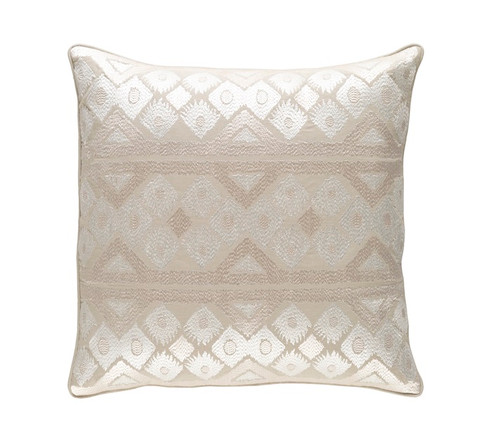 20" Linen White and Cream White Square Chevron Throw Pillow - Down Filler - IMAGE 1