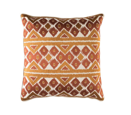 22" Coffee Brown and Caramel Brown Square Chevron Throw Pillow - Down Filler - IMAGE 1