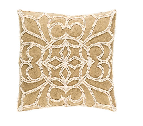 20" Doe Skin Brown and Cream Chevron Decorative Throw - IMAGE 1