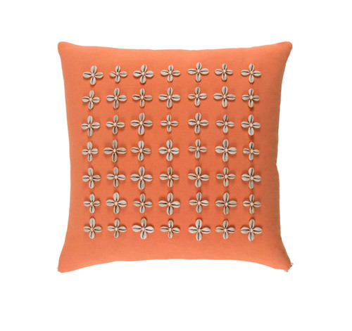 22" Orange and Beige Square Throw Pillow - Down Filler - IMAGE 1
