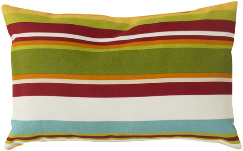 20" Green and Red Striped Rectangular Throw Pillow - IMAGE 1