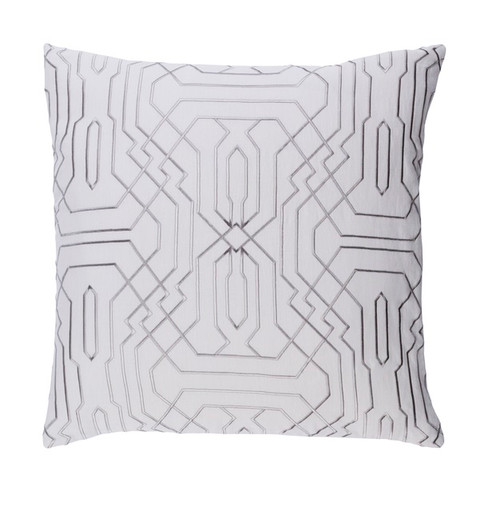 20" Smoke Gray and Ivory Geometric Square Throw Pillow - Down Filler - IMAGE 1