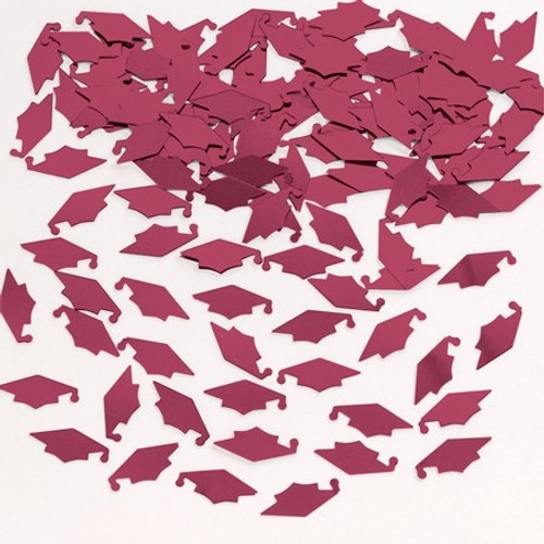 Club Pack of 12 Burgundy Red Mortarboard Cap Hat Shaped Graduation Day Party Confetti Bags 0.5 oz. - IMAGE 1