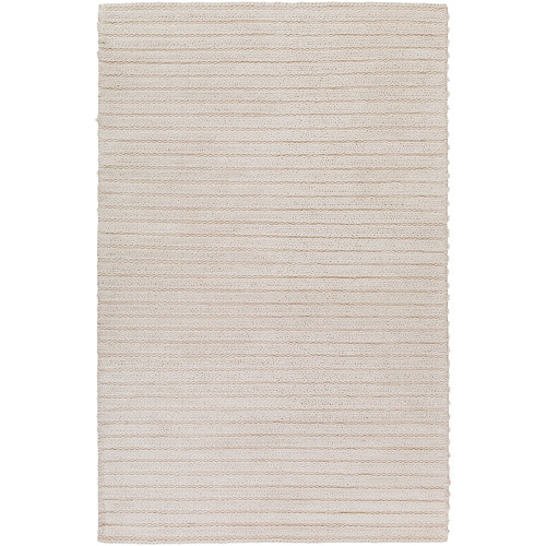 6' x 9' Ivory Braided Stripes Hand Woven Rectangular Area Throw Rug - IMAGE 1