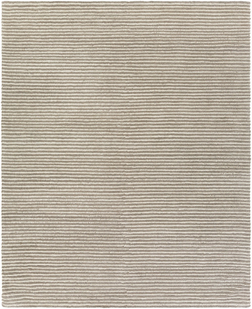 8' x 10' Beachy Boardwalk Fog Gray and Deep Creek Brown Hand Woven Wool Area Throw Rug - IMAGE 1