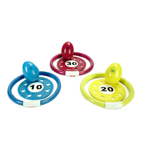 Set of 3 Vibrantly Colored Ring, Disc and Turtle Egg Dive Game Combo Pool Toys 5.75" - IMAGE 1