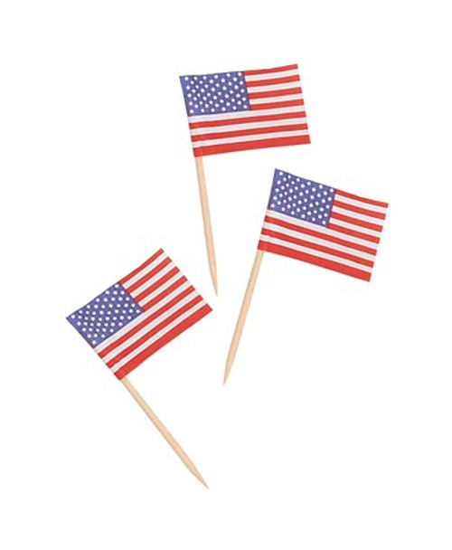 Club Pack of 600 White and Red American Flag Drink Party Picks 2.5" - IMAGE 1