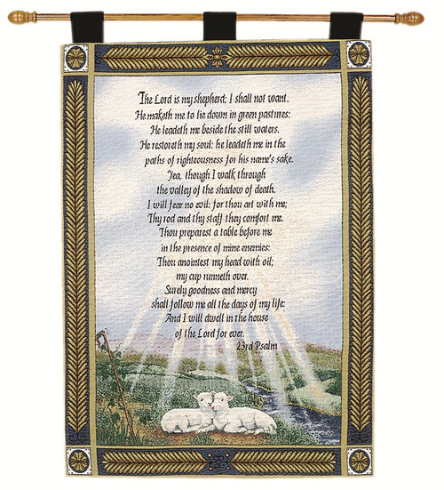 Psalm Religious Verse Cotton Wall Art Hanging Tapestry 36" x 26" - IMAGE 1