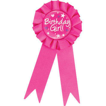 Birthday Girl Award Ribbons - 6.25" - Fuchsia Pink and White - Club Pack of 12 - IMAGE 1