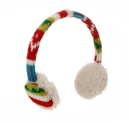 4.75" Merry & Bright Red, Green, Blue and White Knit Earmuff Christmas Ornament - IMAGE 1