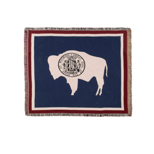 Wyoming State Flag Tapestry Throw Blanket with Fringe - 50" x 60" - IMAGE 1
