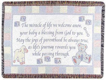 New Baby Welcome Poem Celebration Afghan Throw Blanket 40" x 50" - IMAGE 1