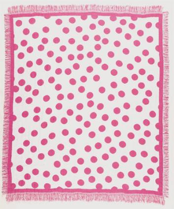Polka Dots Tapestry Throw Blanket with Fringe - 50" x 60" - Pink and White - IMAGE 1