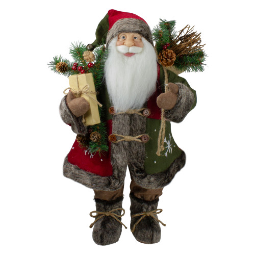 24" Country Rustic Santa Claus with Snowflake Jacket Christmas Figure - IMAGE 1