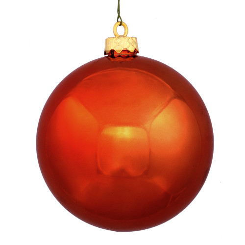 Shiny Burnt Orange Shatterproof Christmas Ball Ornament 8" (200mm) - IMAGE 1