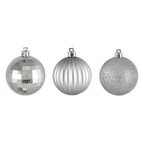 Shatterproof 3-Finish Christmas Ball Ornaments - 2.5" (60mm) - Silver - 100ct - IMAGE 1