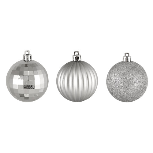 100ct Silver Shatterproof 3-Finish Christmas Ball Ornaments 2.5" (60mm) - IMAGE 1