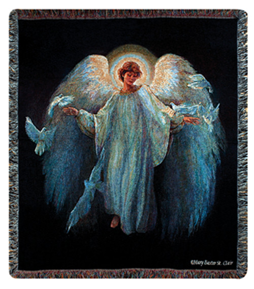 Inspirational Messenger of Peace Angel Tapestry Throw Blanket 50" x 60" - IMAGE 1