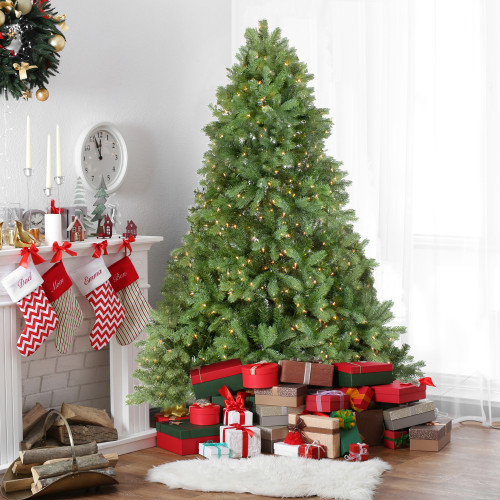 Real Touch™️ Pre-Lit Full Noble Fir Artificial Christmas Tree - 7.5' - Clear Lights - IMAGE 1