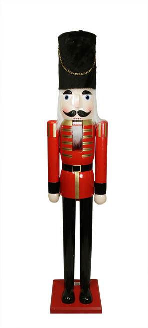 Commercial Size Wooden Soldier Christmas Nutcracker - 6' - Red and Black - IMAGE 1