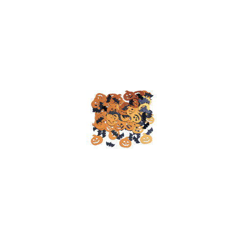 Pack of 12 Orange and Navy Blue Halloween Pumpkin Shaped Confetti Bags 0.5 oz. - IMAGE 1