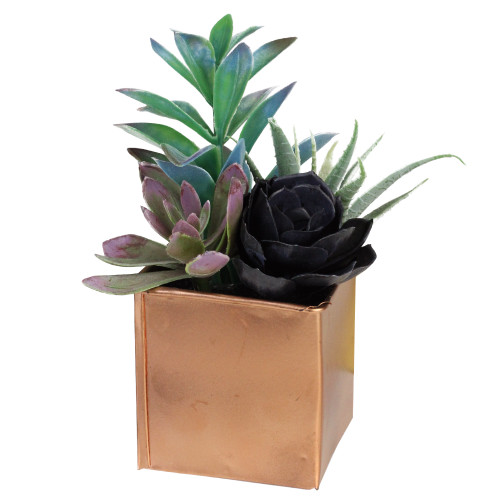 7" Copper Potted Artificial Mixed Succulent Arrangement - IMAGE 1