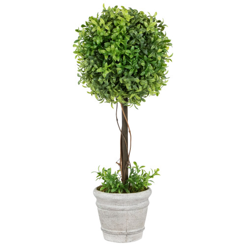 18" Green and Gray Potted Artificial Round Boxwood Topiary - IMAGE 1
