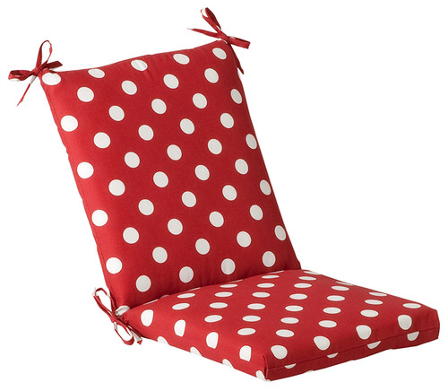 Red and White Polka Outdoor Patio Furniture Corner Chair Cushion 36.5" - IMAGE 1