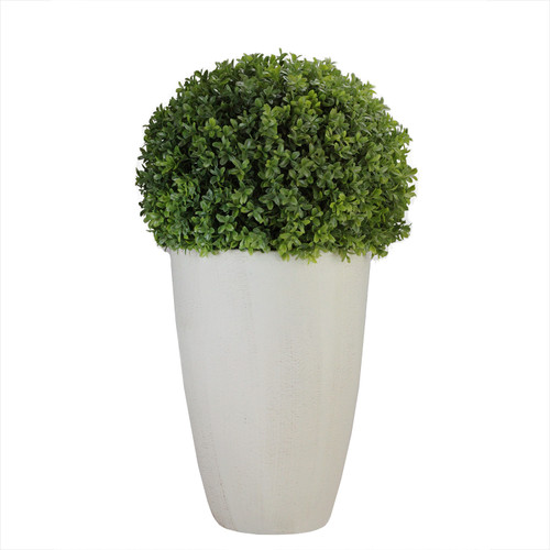 27" Potted White and Green Artificial Boxwood Plant - IMAGE 1
