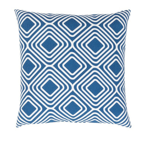18" Blue and White Decorative Throw Pillow - Polyester Filler - IMAGE 1