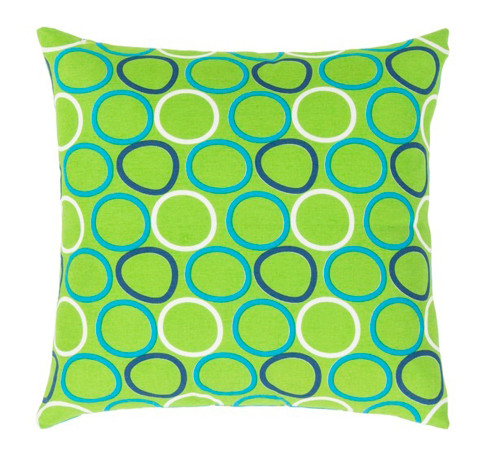 22" Green, Blue and White Decorative Throw Pillow - Polyester Filler - IMAGE 1