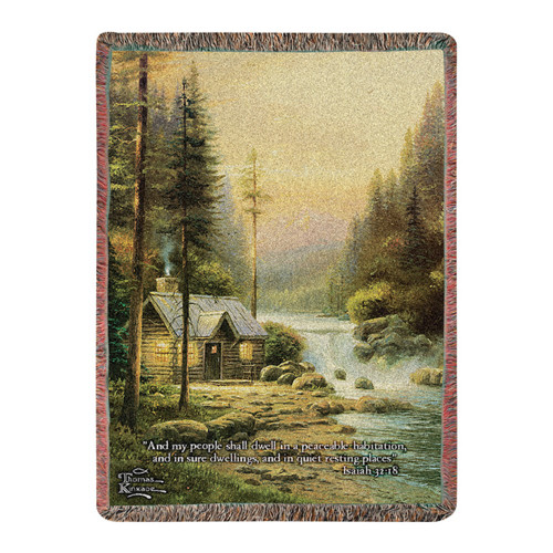 Evening In Forest Inspirational Bible Verse Tapestry Throw Blanket 50" x 60" - IMAGE 1