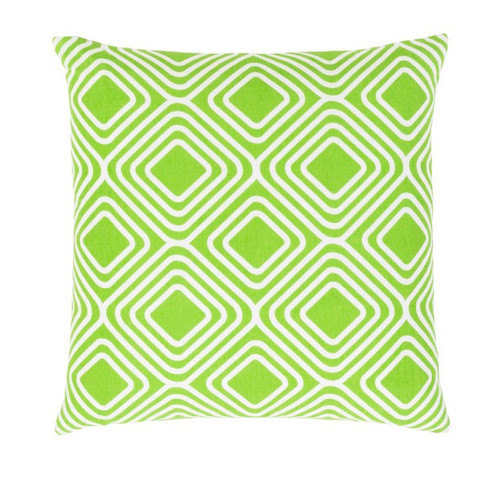 20" Lime Green and White Decorative Throw Pillow - Down Filler - IMAGE 1