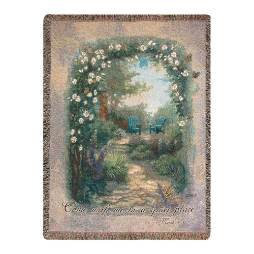 Green Morning Butterfly Majestic Garden Tapestry Throw Blanket 50" x 60" - IMAGE 1
