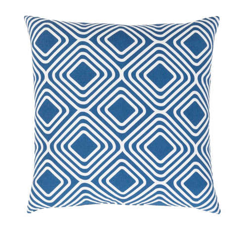 18" Blue and White Decorative Throw Pillow - Down Filler - IMAGE 1