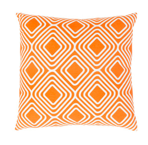 20" Orange and White Decorative Throw Pillow - Polyester Filler - IMAGE 1