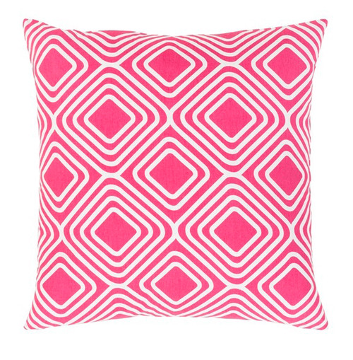 22" Pink and White Decorative Throw Pillow - Down Filler - IMAGE 1