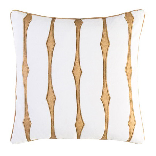 22" Caramel Brown and White Decorative Throw Pillow - Down Filler - IMAGE 1